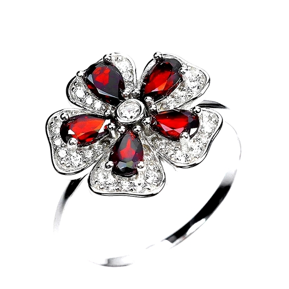 Natural Mozambique Garnet 5x3mm 925 Sterling Silver Ring  Sz 7 - Picture 3 of 3